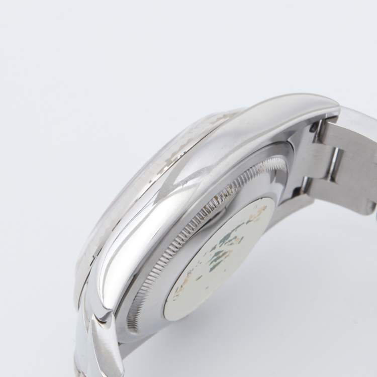 Pre Owned Rolex Silver 18K White Gold Oystersteel Diamond Datejust 116234 Men's Wristwatch 36 mm