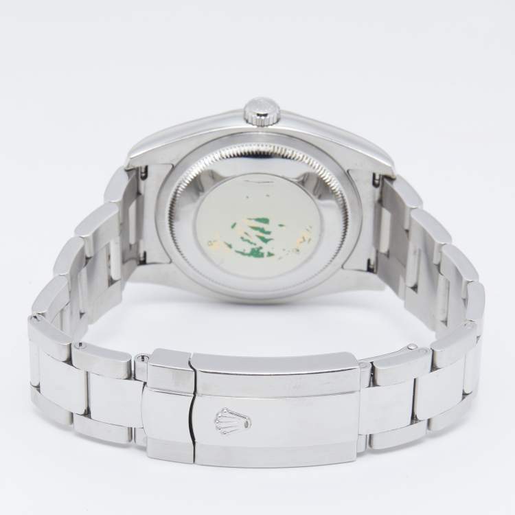 Pre Owned Rolex Silver 18K White Gold Oystersteel Diamond Datejust 116234 Men's Wristwatch 36 mm