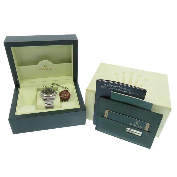 Pre Owned Rolex Blue Stainless Steel Air King 114200 Men's Wristwatch 34 mm