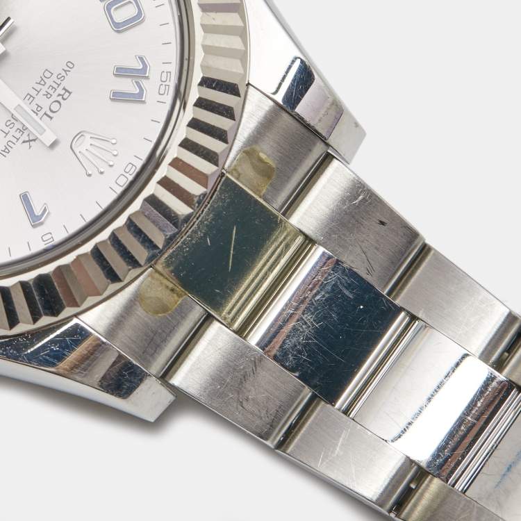 Pre Owned Rolex Silver 18k White Gold Stainless Steel Datejust 116334 Men's Wristwatch 41 mm