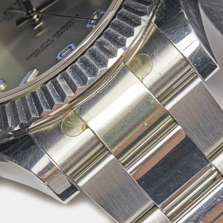 Pre Owned Rolex Silver 18k White Gold Stainless Steel Datejust 116334 Men's Wristwatch 41 mm