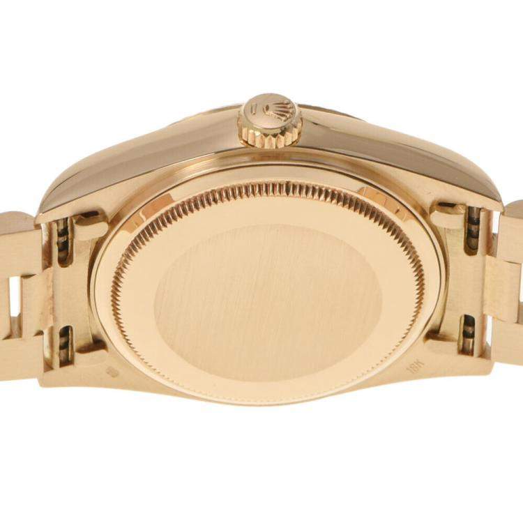 Pre Owned Rolex Champgne Diamonds 18k Yellow Gold Day - Date President 18038 Automatic Men's Wristwatch 36 mm