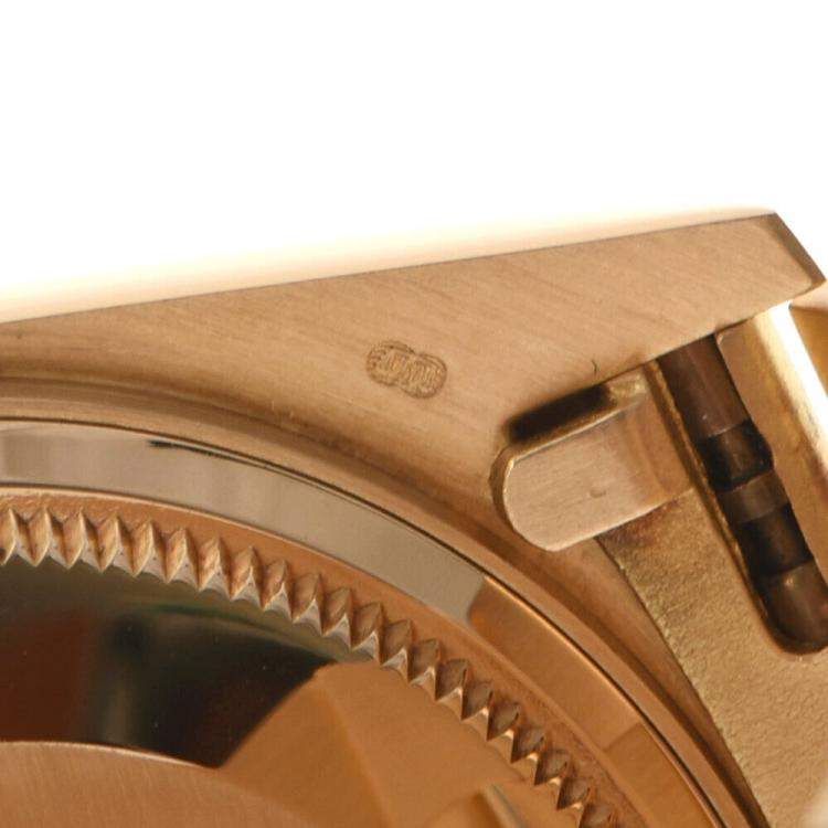 Pre Owned Rolex Champgne Diamonds 18k Yellow Gold Day - Date President 18038 Automatic Men's Wristwatch 36 mm