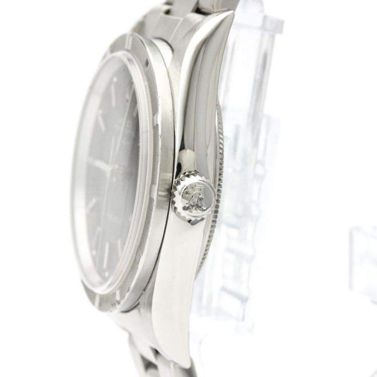 مملوكة مسبقًا Rolex Black Stainless Steel Air-King 14010M Automatic Men's Wristwatch 34 mm