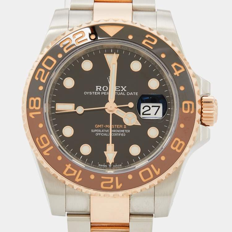 مملوكة مسبقًا Rolex Black Cerachrom 18K Everose Gold Oystersteel GMT-Master II 126711CHNR-0002 40 mm