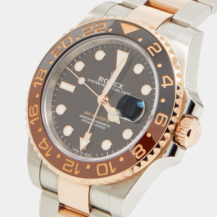مملوكة مسبقًا Rolex Black Cerachrom 18K Everose Gold Oystersteel GMT-Master II 126711CHNR-0002 40 mm
