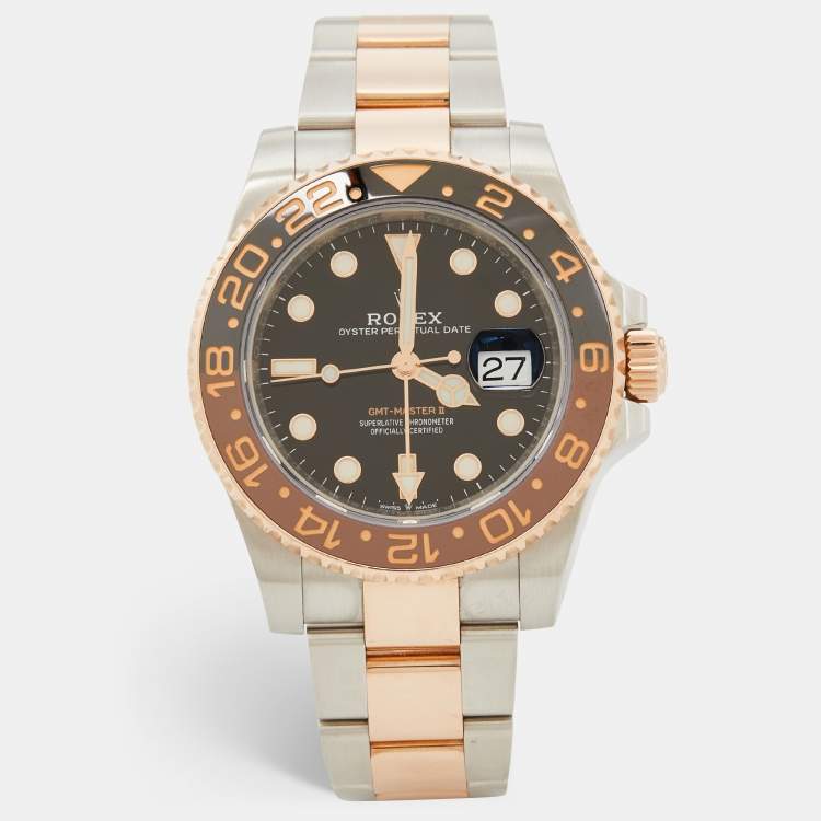 مملوكة مسبقًا Rolex Black Cerachrom 18K Everose Gold Oystersteel GMT-Master II 126711CHNR-0002 40 mm