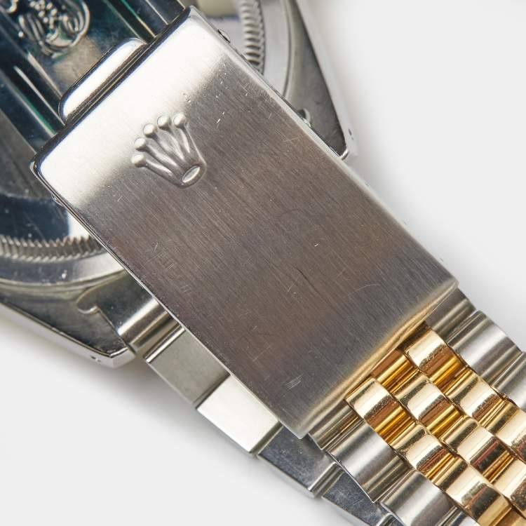 Pre Owned Rolex Champagne Diamond 18k Yellow Gold Stainless Steel Datejust 16233 Men's Wristwatch 36 mm
