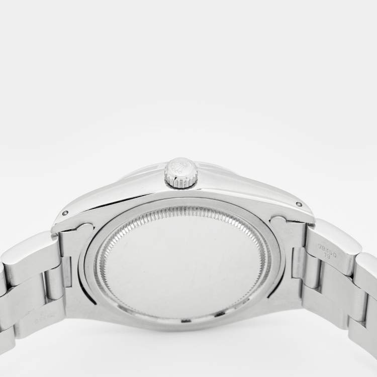 Pre Owned Rolex Silver Stainless Steel Oyster Date Precision 6694 Men's Wristwatch 35 mm