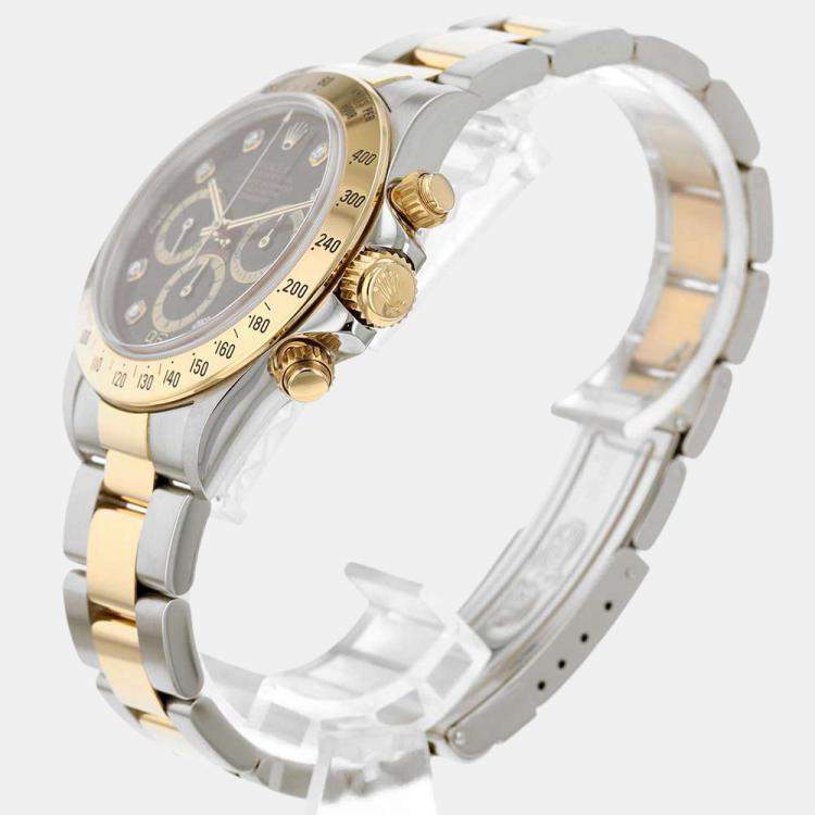 Pre Owned Rolex Black 18K Yellow Gold And Stainless Steel Cosmograph Daytona 16523G Automatic Men's Wristwatch 40 mm