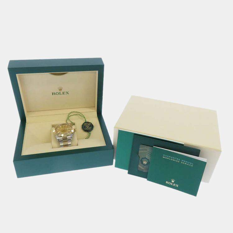 Pre Owned Rolex Champagne 18k Yellow Gold And Stainless Steel Sky-Dweller 326933 Automatic Men's Wristwatch 42 mm