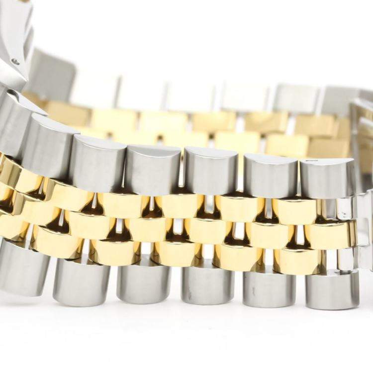 Pre Owned Rolex Champagne Diamond 18k Yellow Gold And Stainless Steel Datejust 16233G Automatic Men's Wristwatch 36 mm