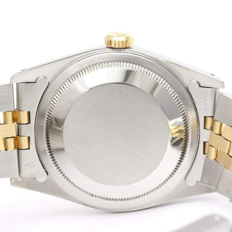 Pre Owned Rolex Champagne Diamond 18k Yellow Gold And Stainless Steel Datejust 16233G Automatic Men's Wristwatch 36 mm