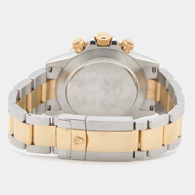 Pre Owned Rolex Slate 18K Yellow Gold Stainless Steel Cosmograph Daytona 116523 Men's Wristwatch 40 mm
