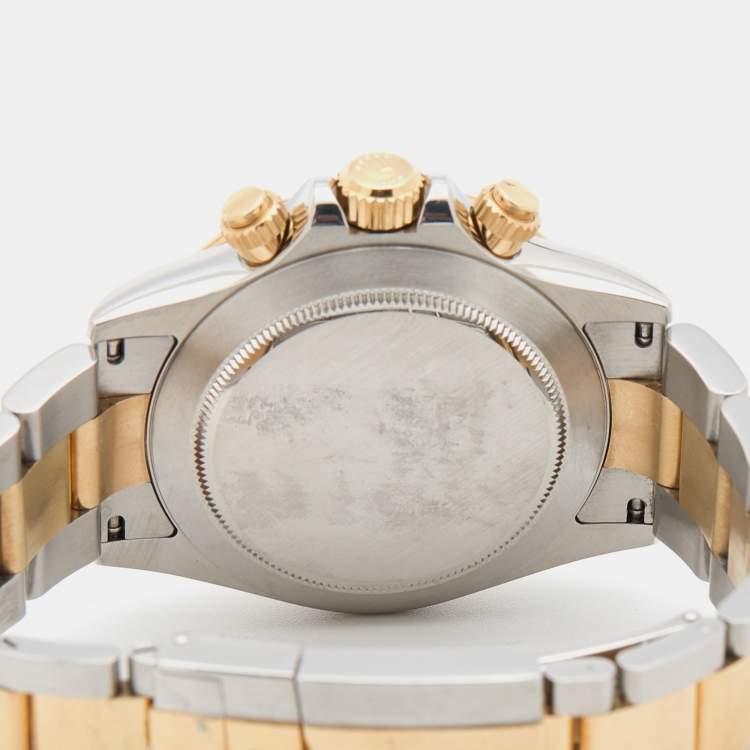 Pre Owned Rolex Slate 18K Yellow Gold Stainless Steel Cosmograph Daytona 116523 Men's Wristwatch 40 mm