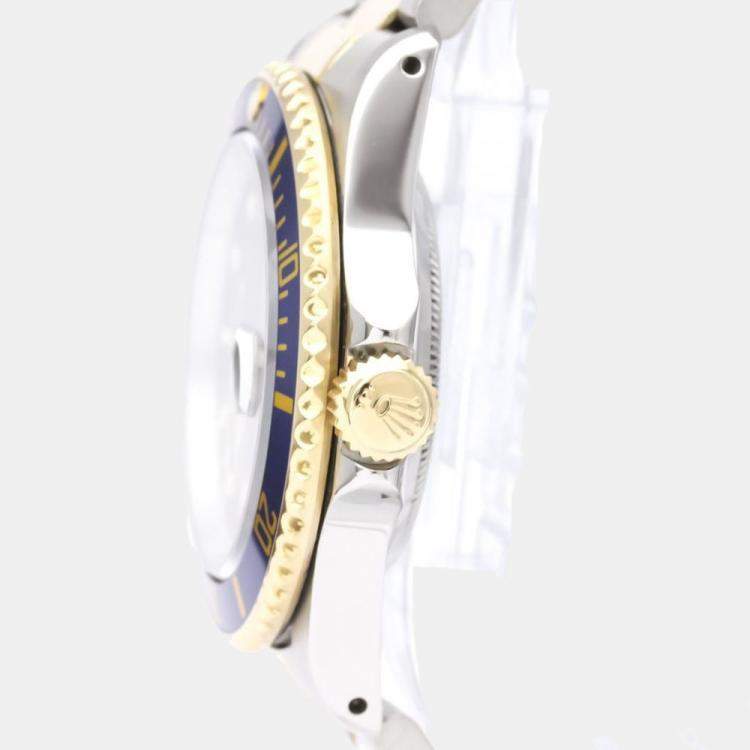 Pre Owned Rolex Blue 18k Yellow Gold And Stainless Steel Submariner 16613LB Automatic Men's Wristwatch 40 mm