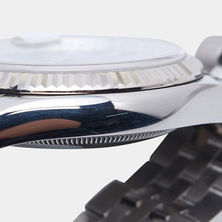 Pre Owned Rolex Bronze 18k White Gold Stainless Steel Datejust 116234-0158 Unisex Wristwatch 36 mm