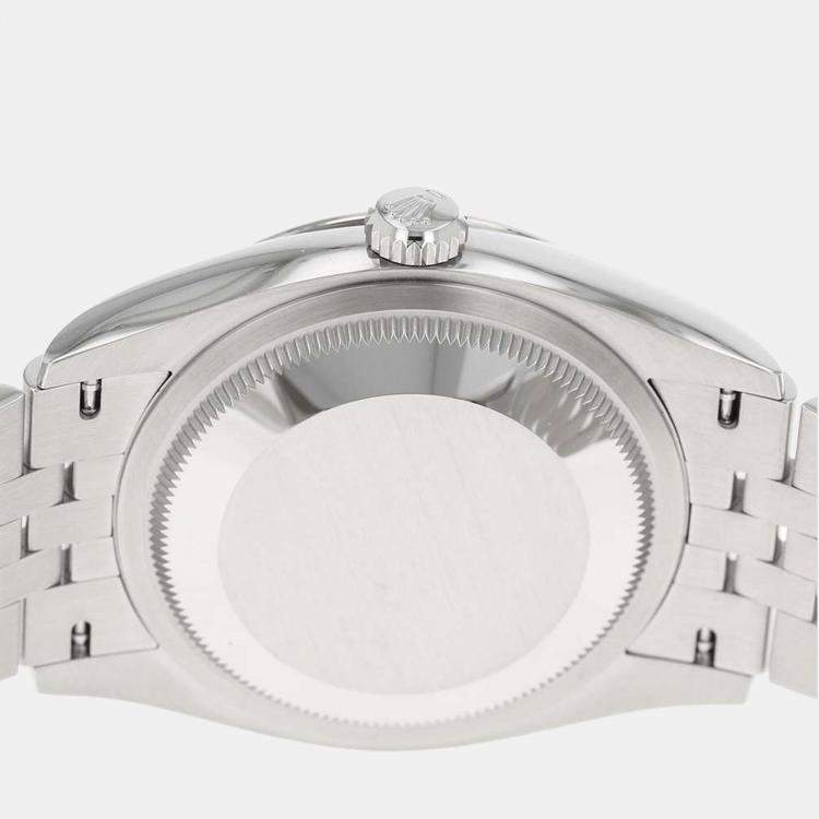 Pre Owned Rolex Green Diamond 18k White Gold And Stainless Steel Datejust 126234 Automatic Men's Wristwatch 41 mm