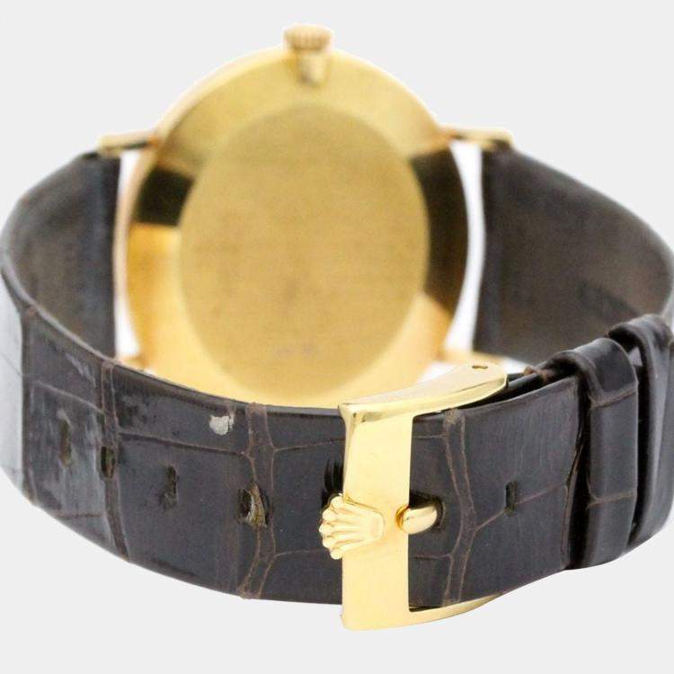 مملوكة مسبقًا Rolex Champagne 18k Yellow Gold Cellini 4083 Men's Wristwatch 32 mm