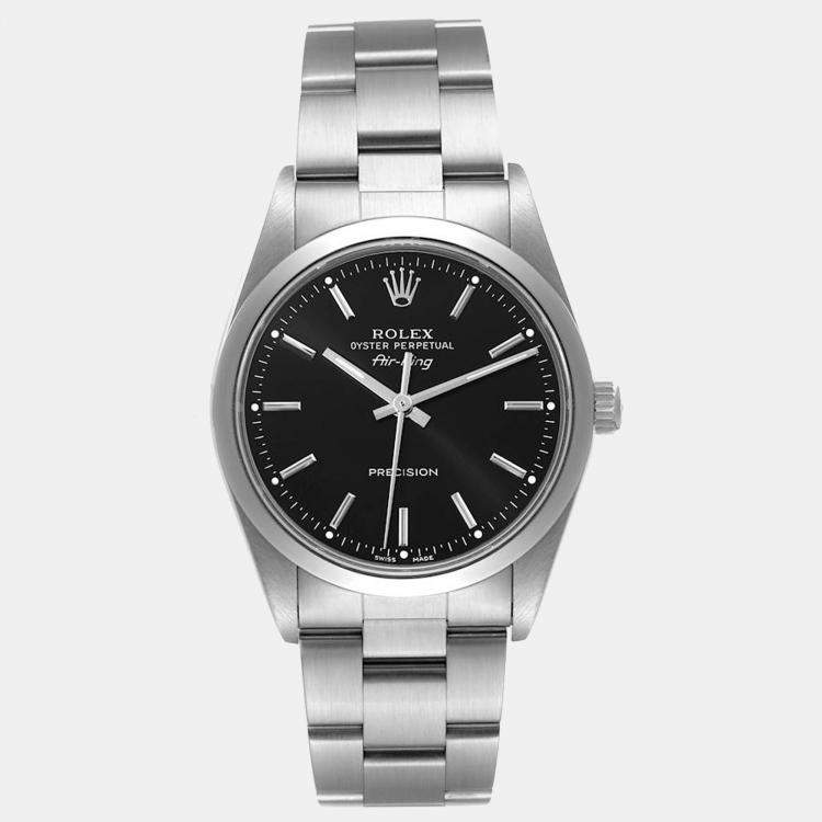 Rolex Black Stainless Steel Air-King 14000 Men's Wristwatch 34 mm Rolex ...