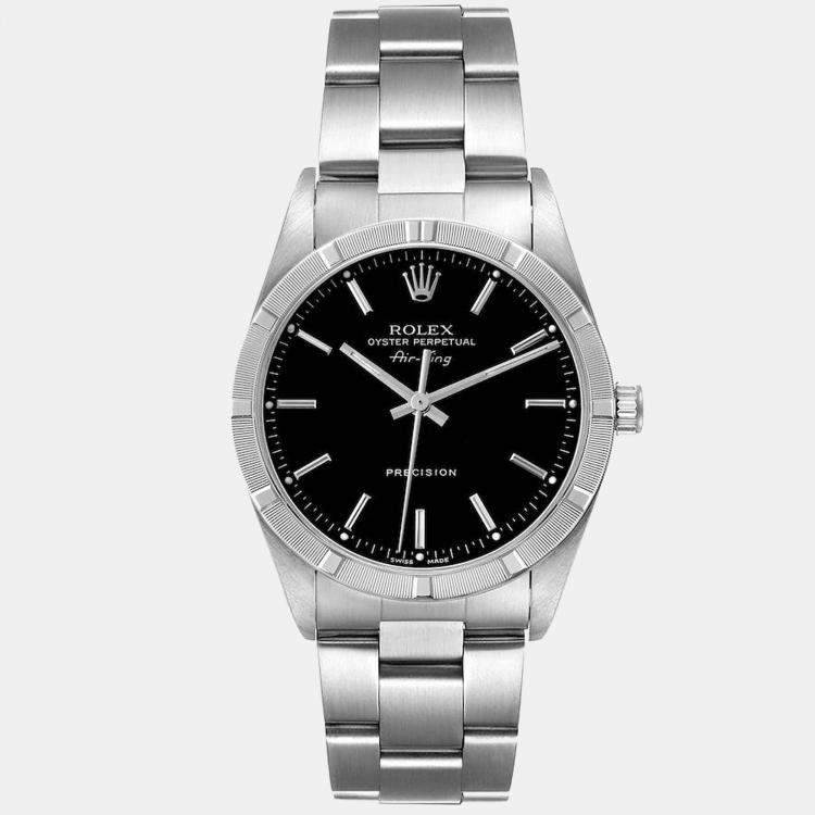 Rolex Black Stainless Steel Air-King 14010 Men's Wristwatch 34 mm Rolex ...