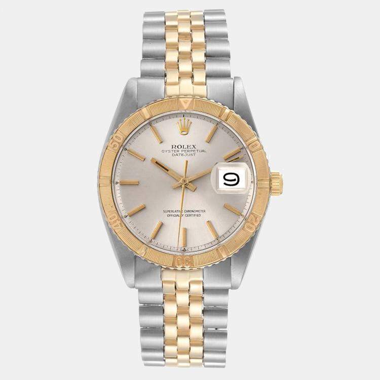 Pre Owned Rolex Silver 18K Yellow Gold And Stainless Steel Datejust Turnograph 1625 Men's Wristwatch 36 mm