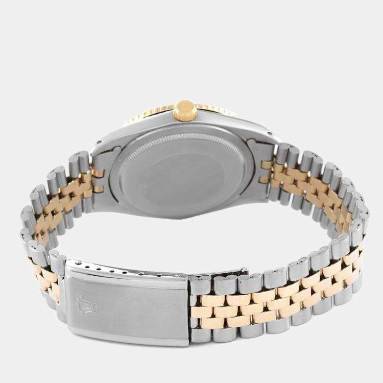Pre Owned Rolex Silver 18K Yellow Gold And Stainless Steel Datejust Turnograph 1625 Men's Wristwatch 36 mm