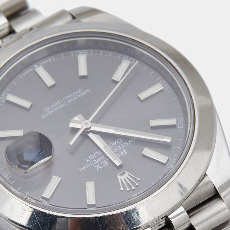 Pre Owned Rolex Grey Stainless Steel Datejust 126300 Men's Wristwatch 41 mm