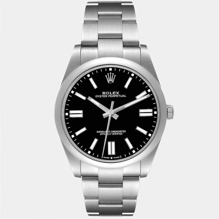 Rolex Black Stainless Steel Oyster Perpetual 124300 Men's Wristwatch 41 ...