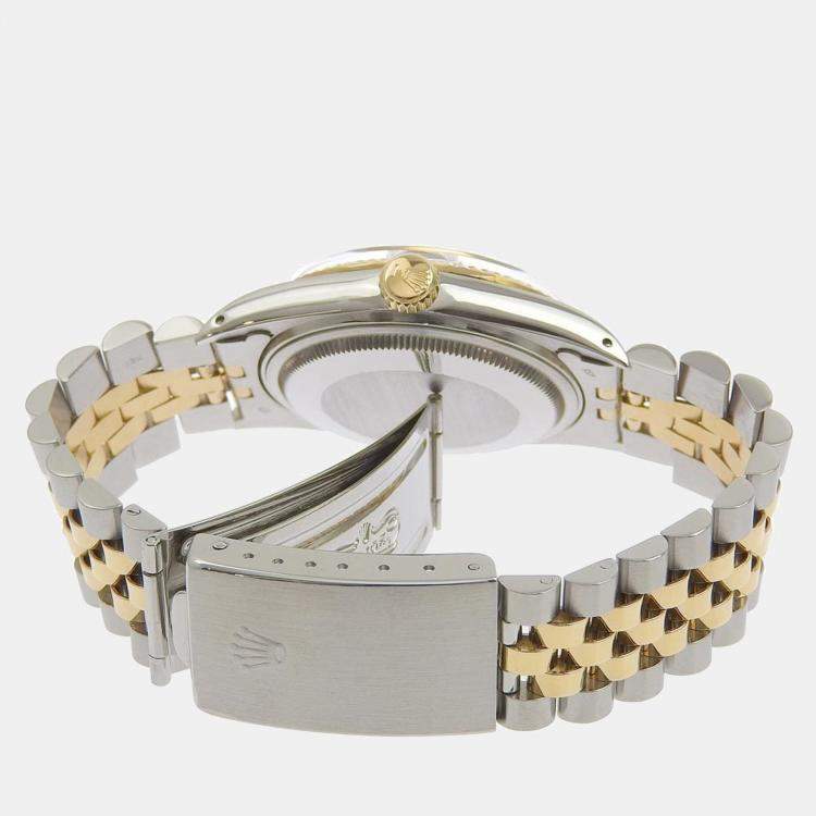 Pre Owned Rolex Grey Yellow Gold Stainless Steel and Diamond Datejust 16013G Automatic Men's Wristwatch 36mm