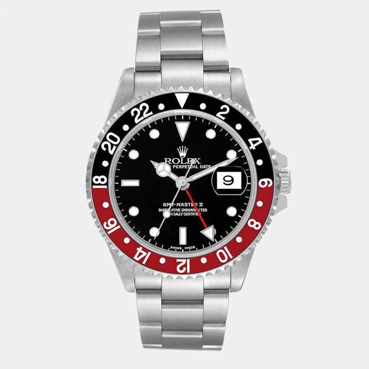 Rolex GMT Master II Black Red Coke Bezel Steel Watch 16710 Rolex | The ...