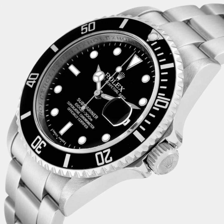 Rolex Submariner Black 16610 Stainless Steel Watch, Used, Mens | Bob's Watches