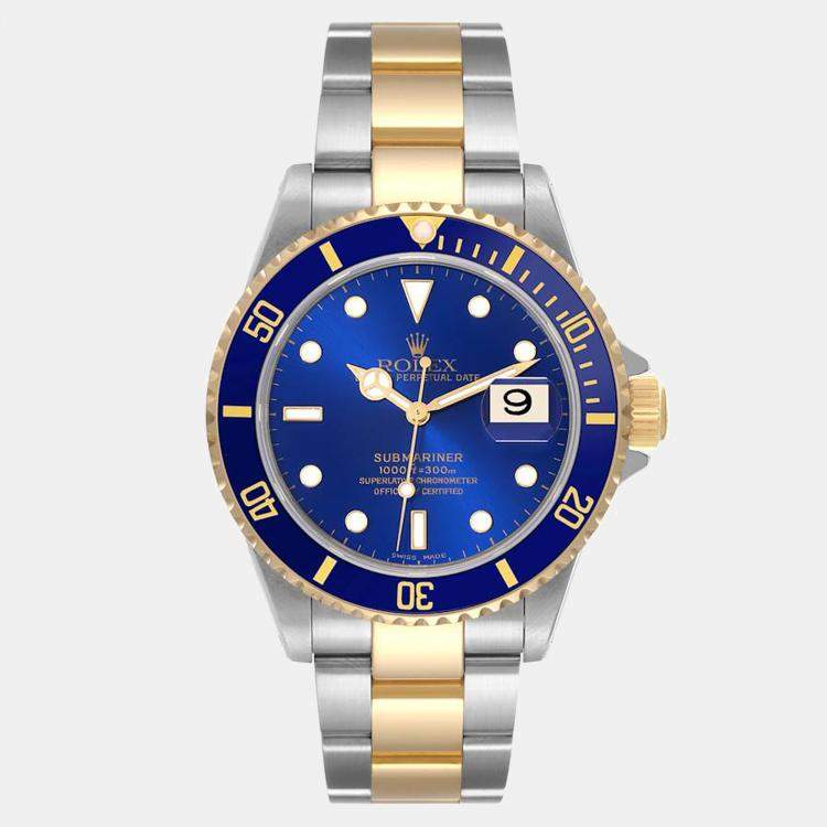 Rolex Submariner Blue Dial Steel Yellow Gold Men's Watch 16613 40 mm Rolex The Luxury Closet