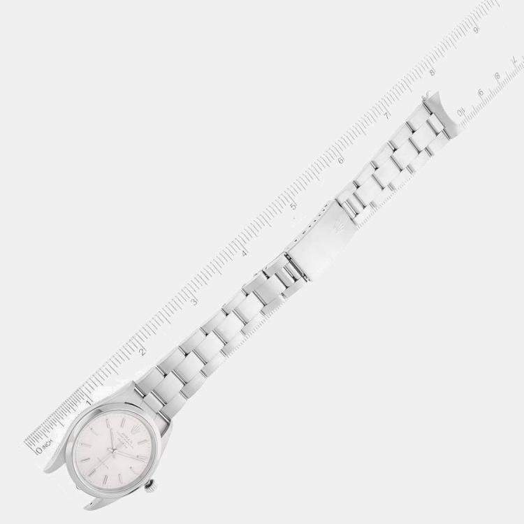 Pre Owned Rolex Air King Silver Dial Smooth Bezel Steel Men's Watch 14000 34 mm