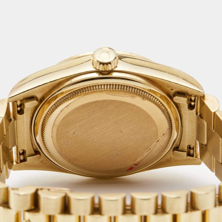Pre Owned Rolex Champagne Diamond 18K Yellow Gold Day-Date President 18038 Men's Wristwatch 36 mm