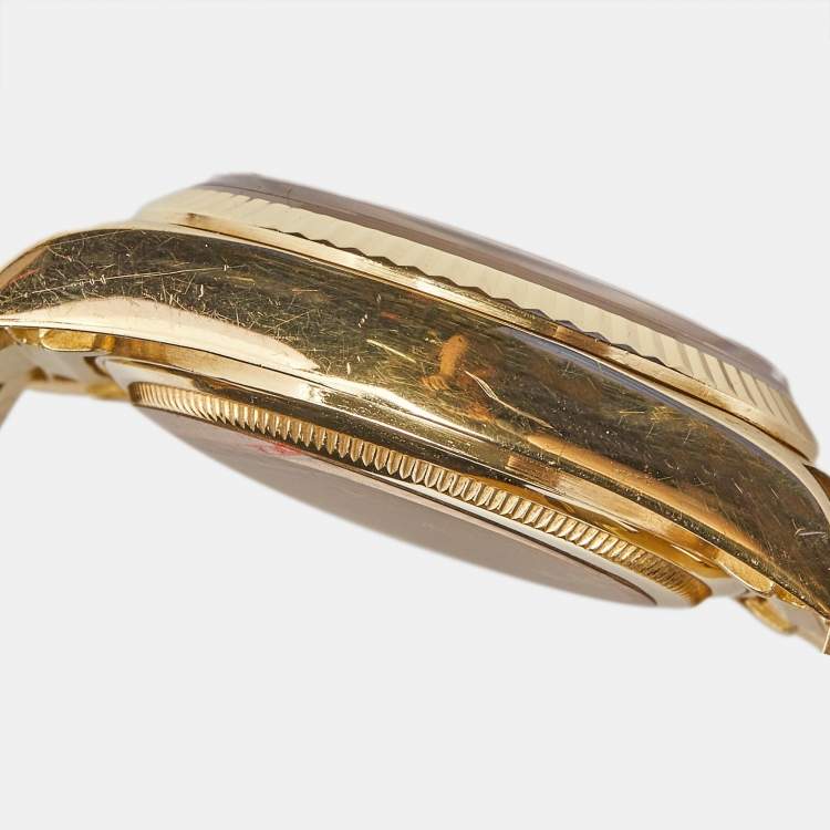 Pre Owned Rolex Champagne Diamond 18K Yellow Gold Day-Date President 18038 Men's Wristwatch 36 mm