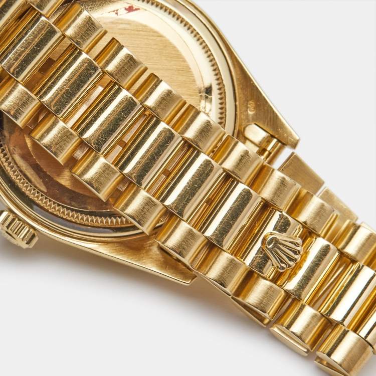 Pre Owned Rolex Champagne Diamond 18K Yellow Gold Day-Date President 18038 Men's Wristwatch 36 mm