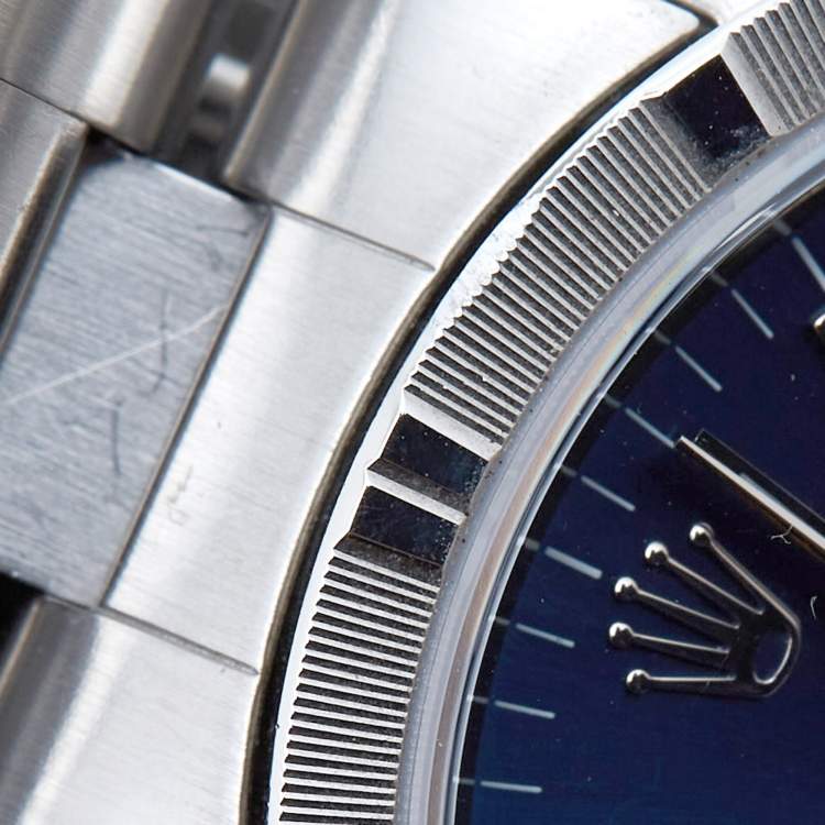 Pre Owned Rolex Blue Stainless Steel Air-King 14010M Men's Wristwatch 34 mm