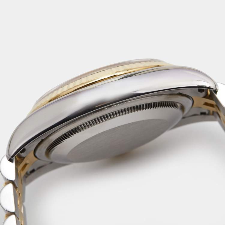 Pre Owned Rolex Blue Vignette 18K Yellow Gold Stainless Steel Diamond Datejust 116233 Men's Wristwatch 36 mm