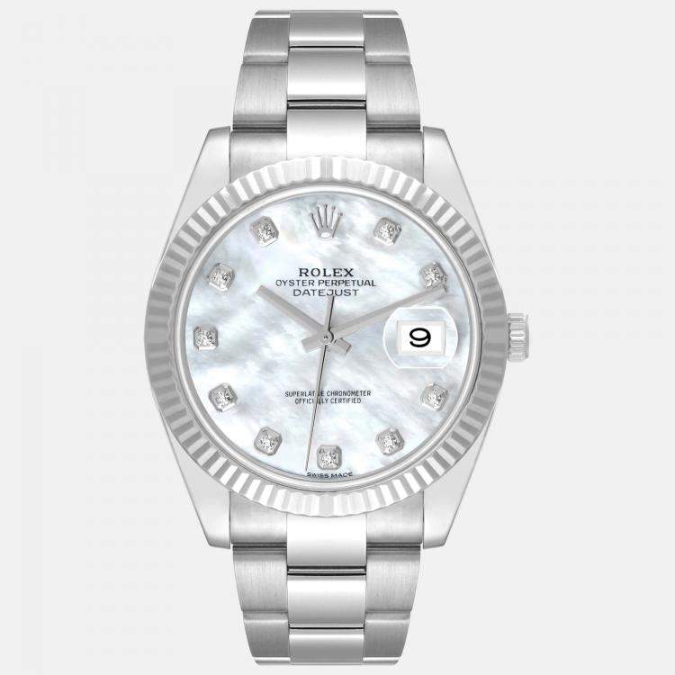 Rolex Datejust 41 Steel White Gold Mother Of Pearl Diamond Dial