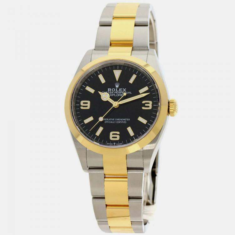 Rolex Black 18k Yellow Gold And Stainless Steel Explorer 124273