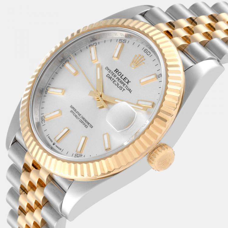 Rolex Datejust 41 Steel Yellow Gold Silver Dial Mens Watch 126333