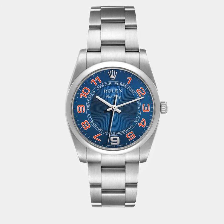 Rolex Air King Blue Concentric Dial Steel Men s Watch 114200 34 mm