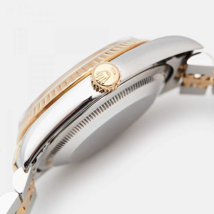 Pre Owned Rolex Champagne 18k Yellow Gold Stainless Steel Datejust 16233 Men's Wristwatch 36 mm
