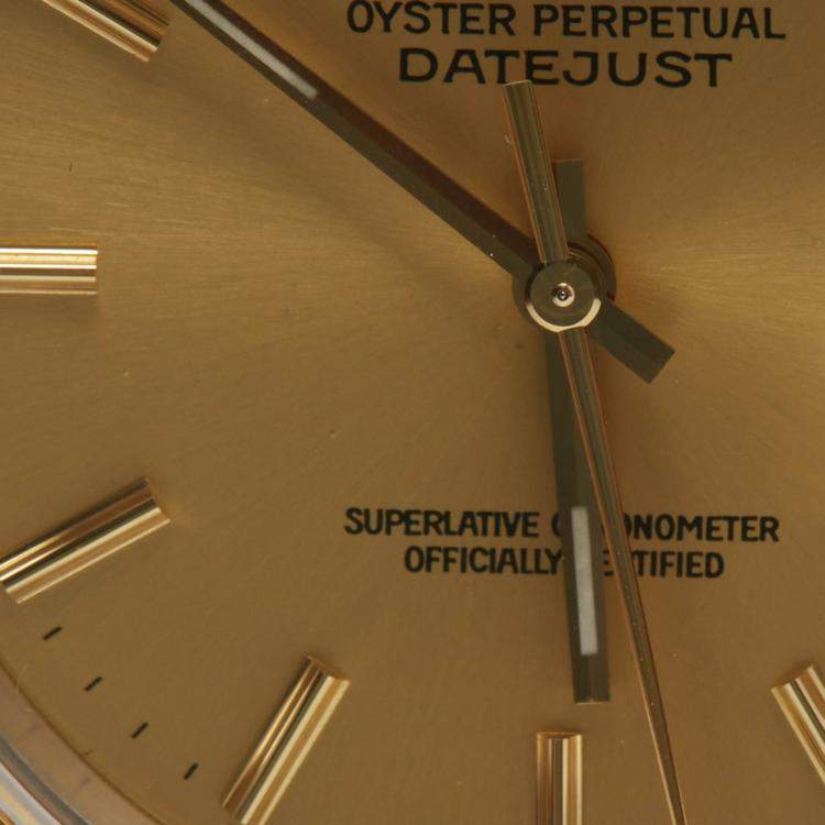 Pre Owned Rolex Champagne 18k Yellow Gold Stainless Steel Datejust 16233 Men's Wristwatch 36 mm