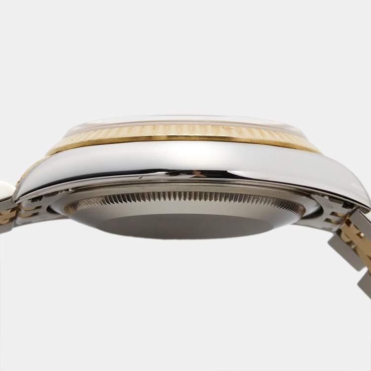 Pre Owned Rolex Champagne 18k Yellow Gold Stainless Steel Datejust 16233 Men's Wristwatch 36 mm