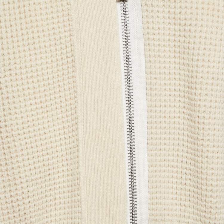 Pre Owned Sacai Beige Crochet and Nylon Zip-Up Jacket L