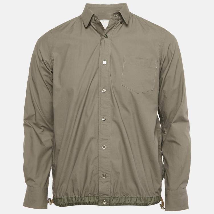 Pre Owned Sacai Grey Cotton Drawstring Hem Shirt M