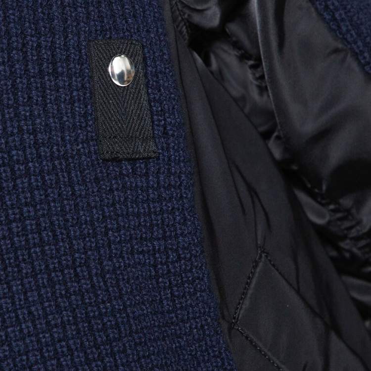 Pre Owned Sacai Navy Blue Rib Knit Wool Paneled Pullover M