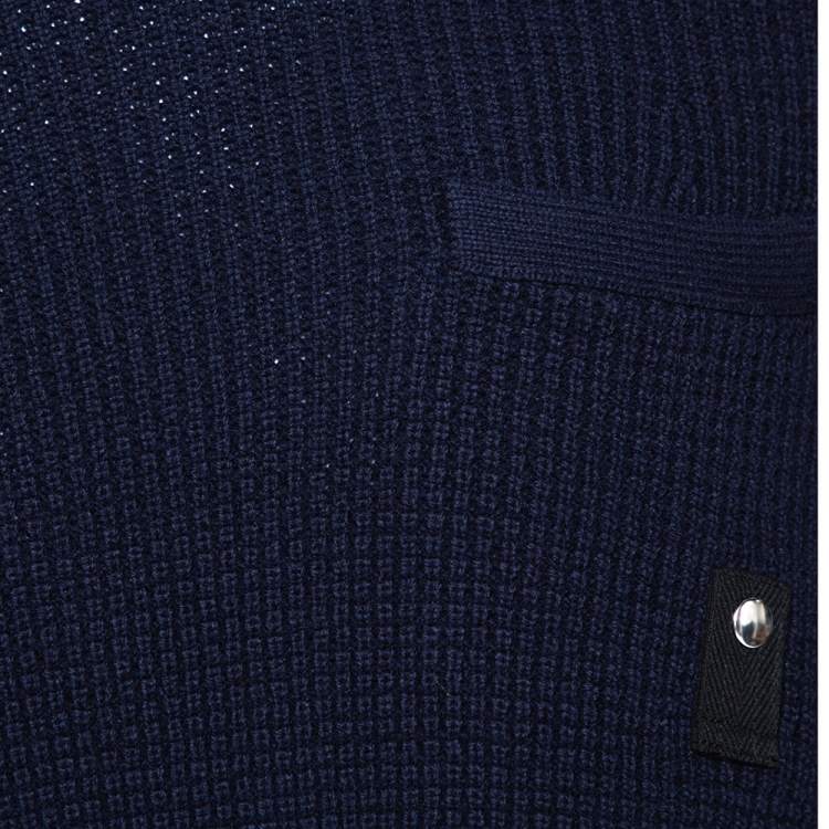 Pre Owned Sacai Navy Blue Rib Knit Wool Paneled Pullover M